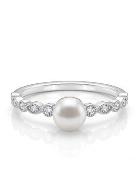 Dainty Pearl Ring, 925 Sterling Silver Charmed Aroma